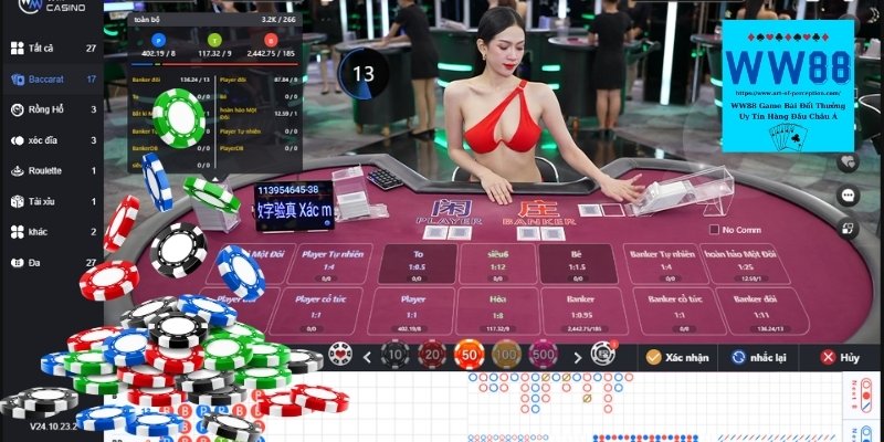 Hướng dẫn chơi 1 ván bài Baccarat tại nhà cái ww88 đơn giản